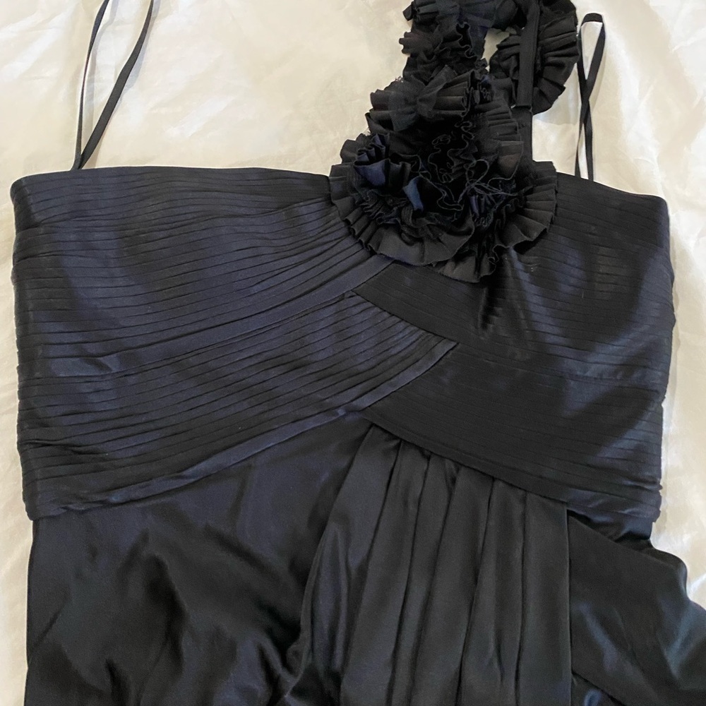 BCBGMAXZARIA black mini cocktail summer party y2K 1 shoulder strap goth dress - Picture 9 of 12